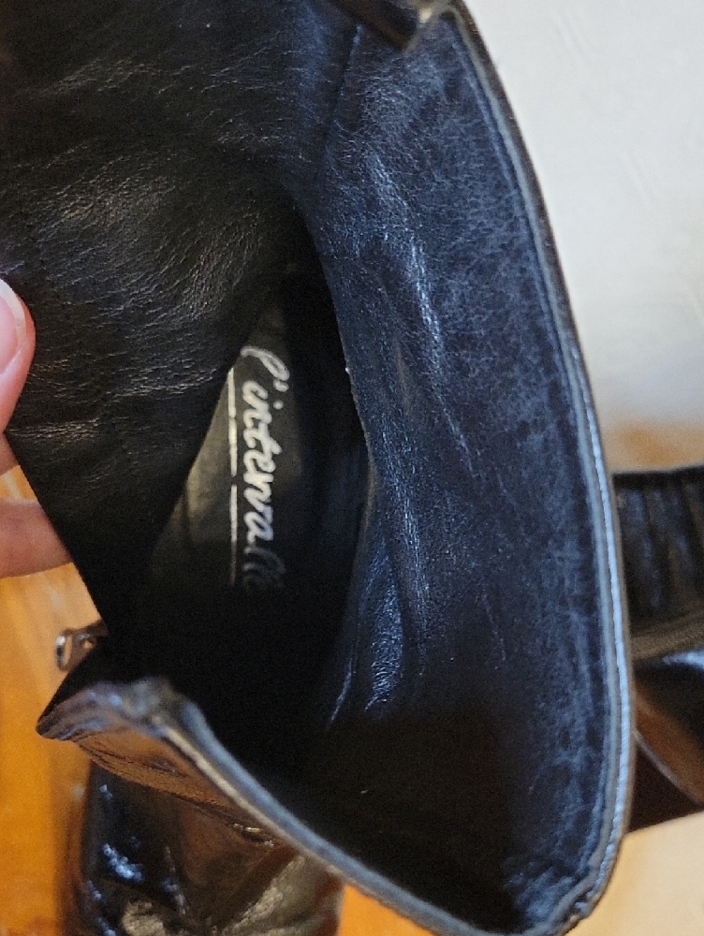 L'INTERVALLE Black Patent Square-Toe Block Heel Ankle Leather Boots - Picture 8 of 13